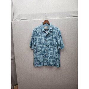Caribbean Joe Mens Blue Hawaiian Shirt Size L